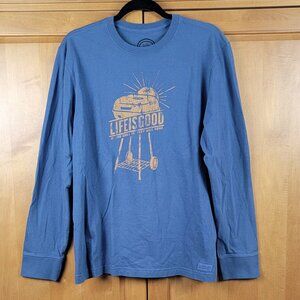 NWT Life Is Good Darkest Blue Men's Crusher L/S Vintage Grill Tee - M